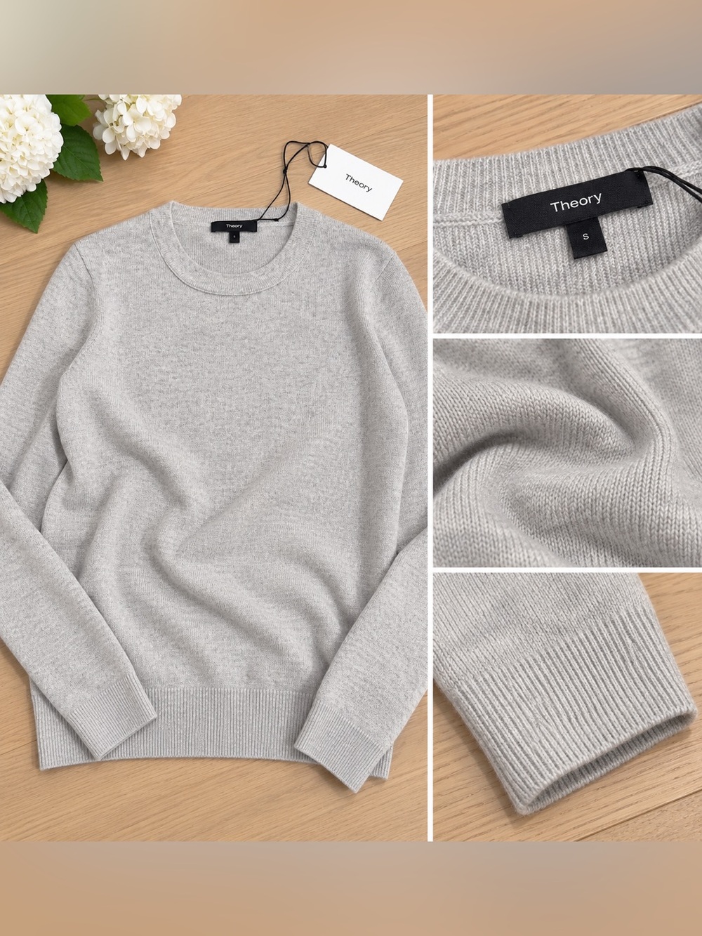 Theory Crewneck Sweater in Cashmere Gray Size Small NWT